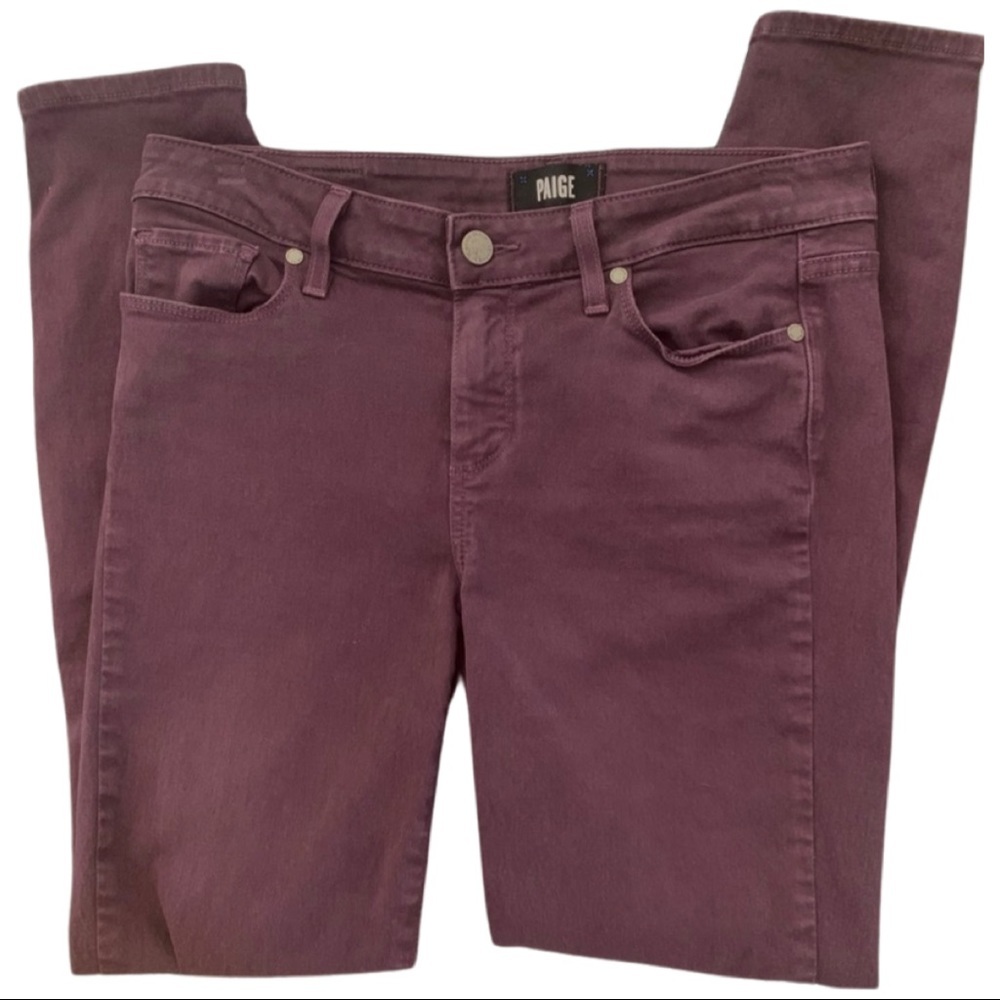 PAIGE Verdugo Ankle Skinny Jeans Autumn Plum Maroon Purple Size 29 - Picture 8 of 13